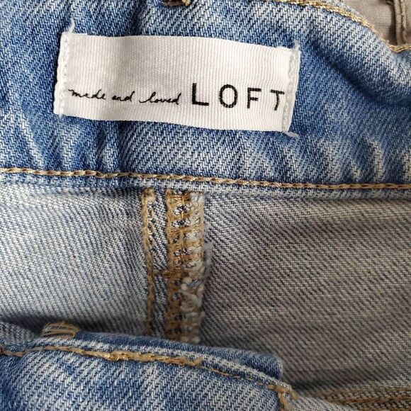 LOFT Women’s Light Wash Jean Shorts Size 12 High Rise Frayed Hem Casual Summer - Picture 4 of 6